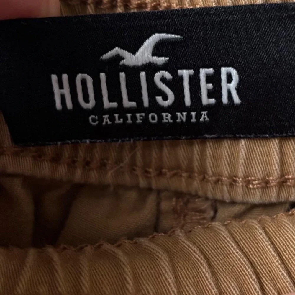 Hollister Men's Jogger Pants Sz S Tan Drawstring Elastic Waist Casual Streetwear